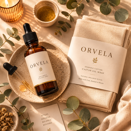 Orvela Liver Detox Kit — Organic Castor Oil + Cotton Wrap Pack